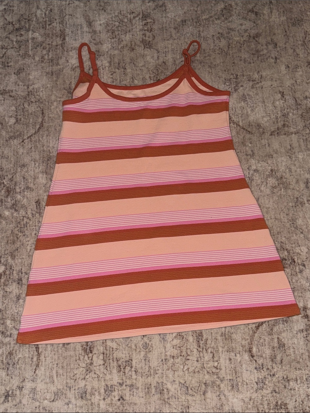American Eagle Outfitters Striped Peach, Pink, Rust Tank Dress - Picture 2 of 3